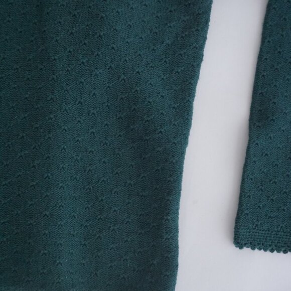 vintage Northern Traditions Hunter Green Knit Floral Beaded button-up Cardigan S - Picture 6 of 12